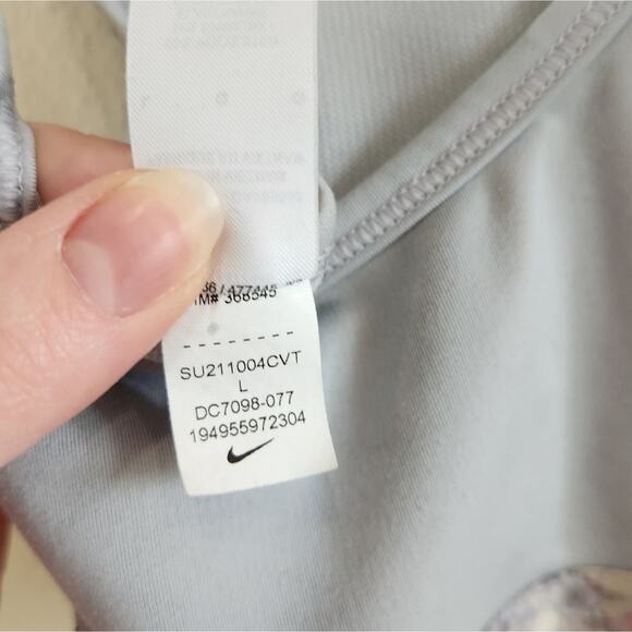 Nike Gray Pink Floral Trim Lightweight Low Impact Bralette Top Sports Bra Large - Picture 6 of 7